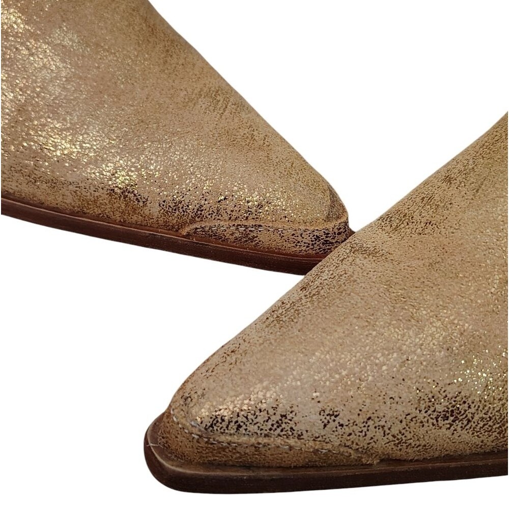 Free People Jackson West Sock Gold Metallic Western Leather Boot - Picture 6 of 11